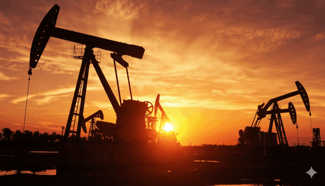 Gün Batımında Petrol Kuyusu